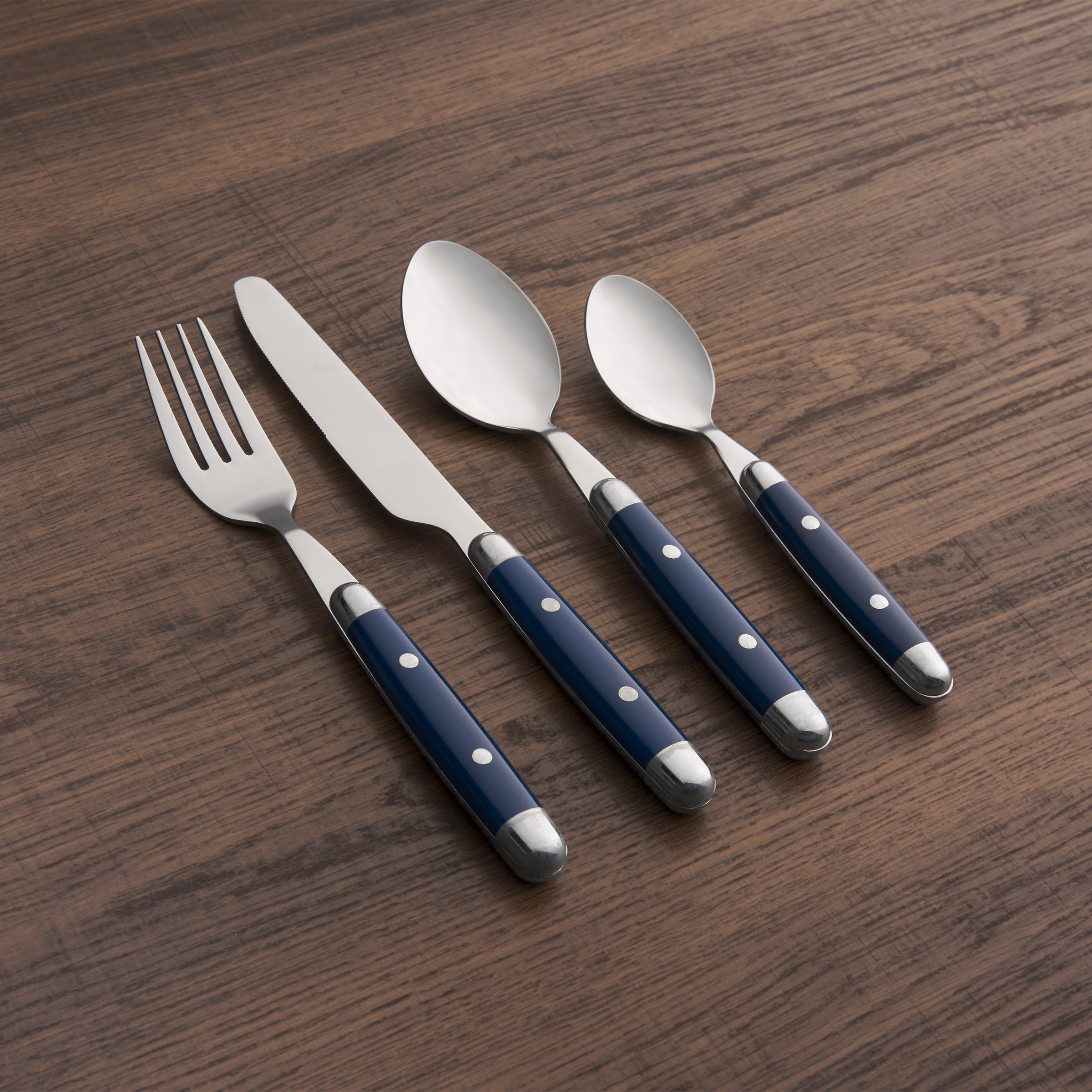 Jubilee Blue 16-Piece Flatware Set - Stainless Steel Silverware with Elegant Cobalt Blue Handles - Perfect for Dinner Parties, Weddings & Everyday Dining