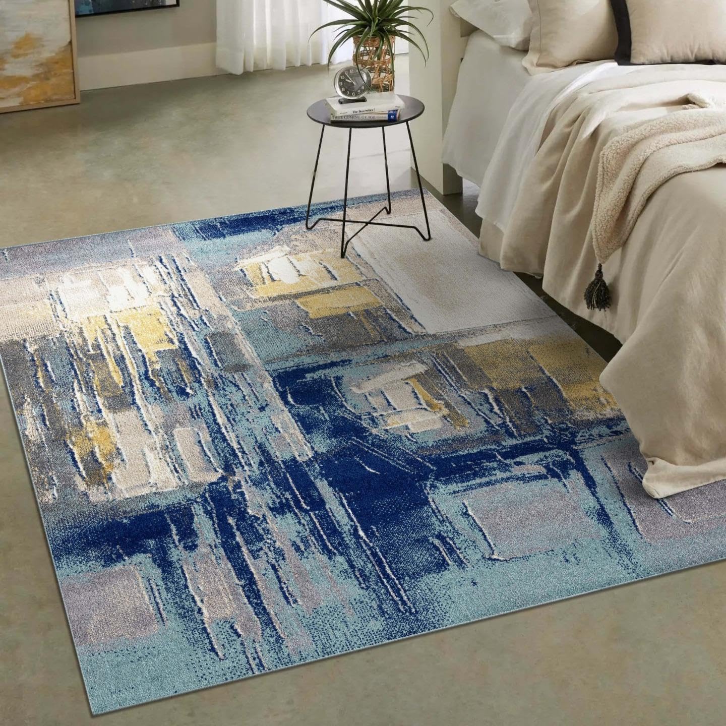 LUXE WEAVERS Abstract Blue 8x10 Area Rug - Modern Non-Slip Living Room Carpet for Bedroom & Home Decor | Soft & Durable Indoor Floor Mat