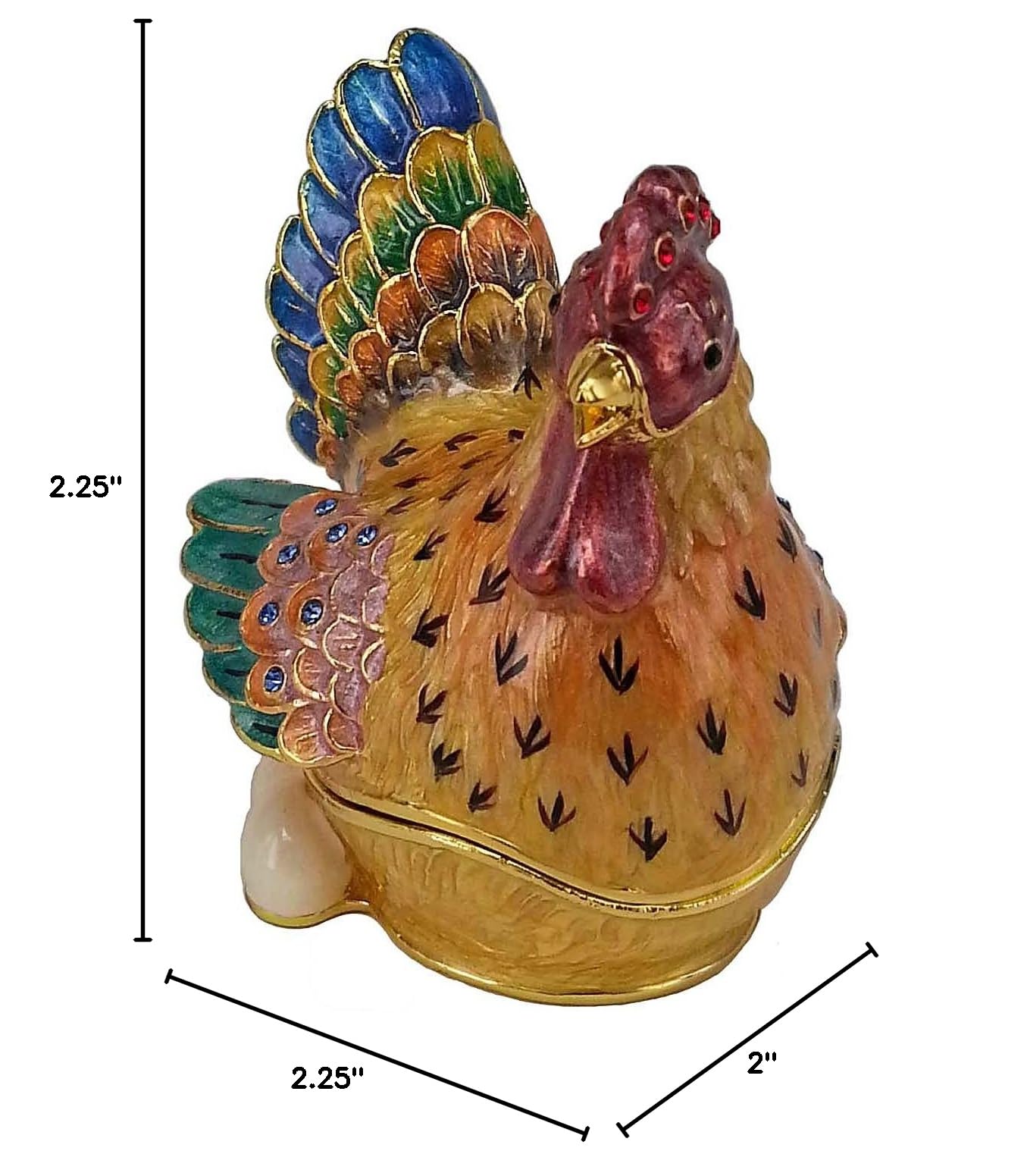 Crystal Jeweled Hen Egg Trinket Box - Elegant Home Decor for Gifts & Display