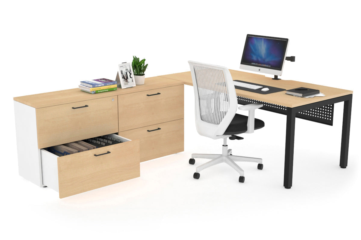 Quadro Square Executive Standing Desk Black Frame [1800L x 800W with Cable Management] - Perfect for Home Office & Modern Workspace Setup