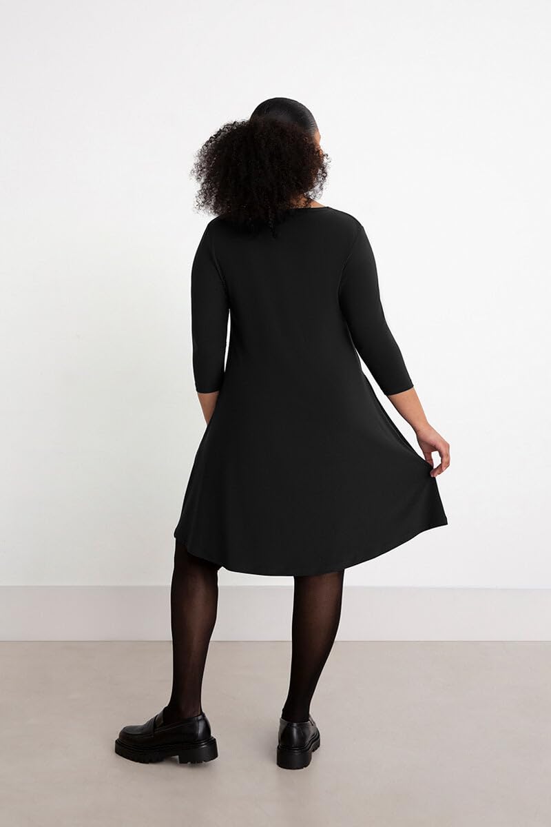 Elegant Black Trapeze Dress - Short Sleeve A-Line Mini Dress for Women | Perfect for Cocktail Parties, Date Nights & Summer Outfits