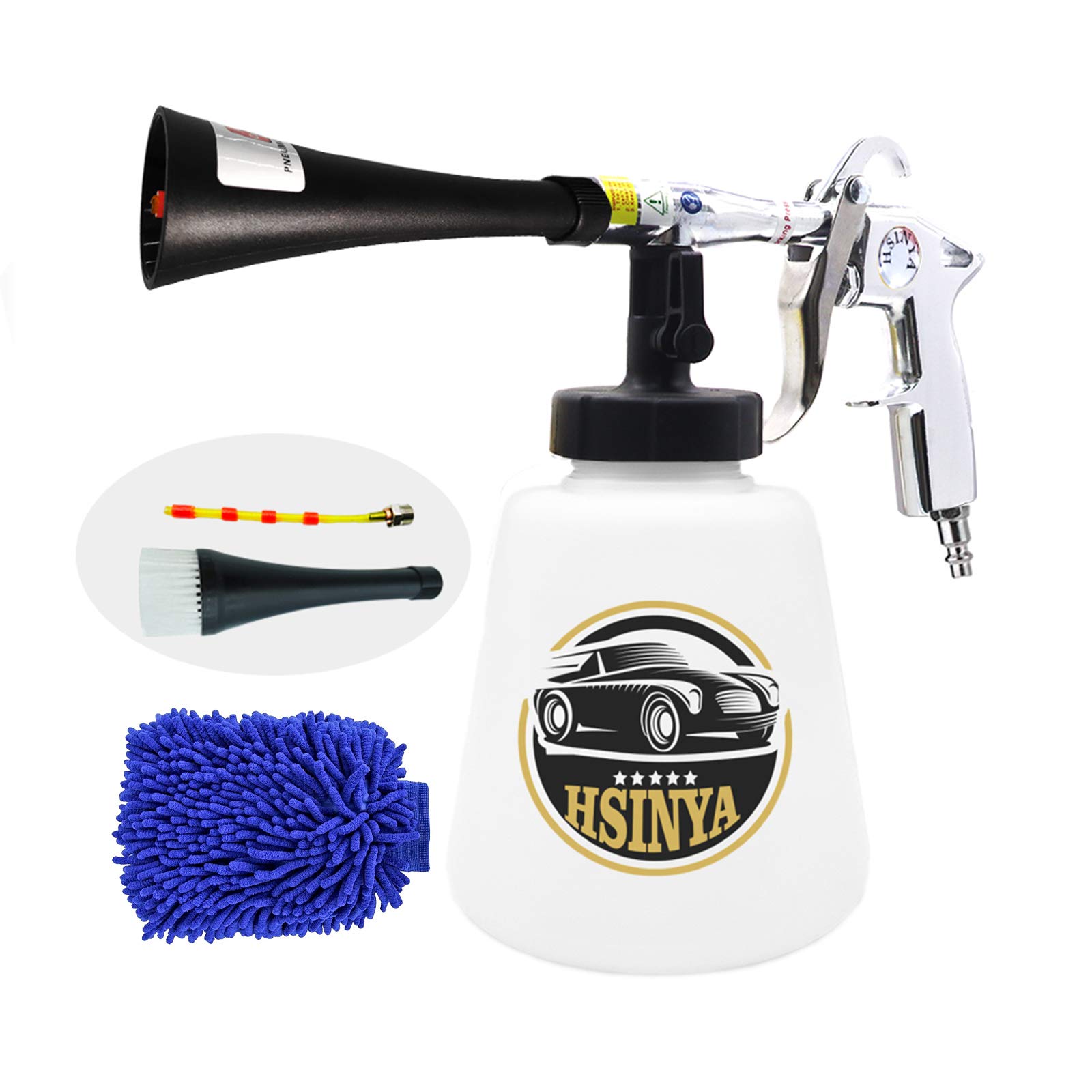 HSINYA Car Detailing Kit with Air Gun - Auto Interior Cleaner for Upholstery, Seats & Carpets - Car Wash Accessories