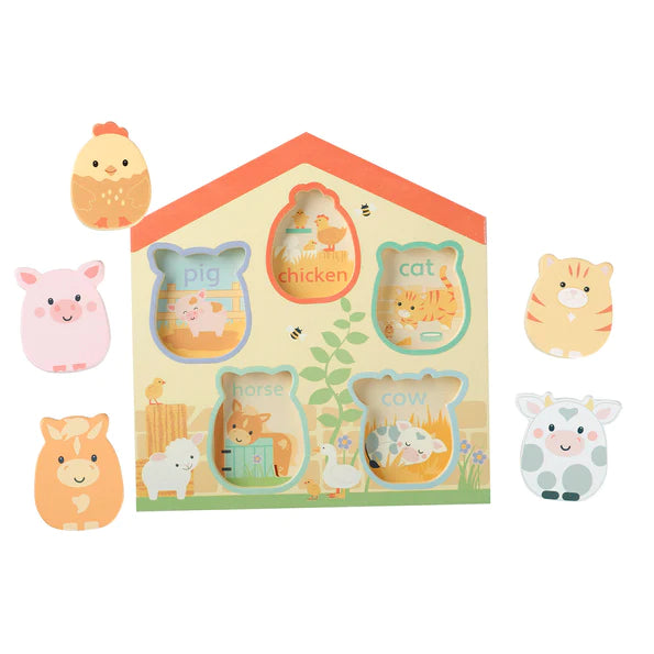 Farmyard Barn Shape Puzzle - Wooden Animal Toy for Toddlers & Kids - Educational Learning Game for Preschool & Kindergarten - Perfect for Home, Classroom & Montessori Activities