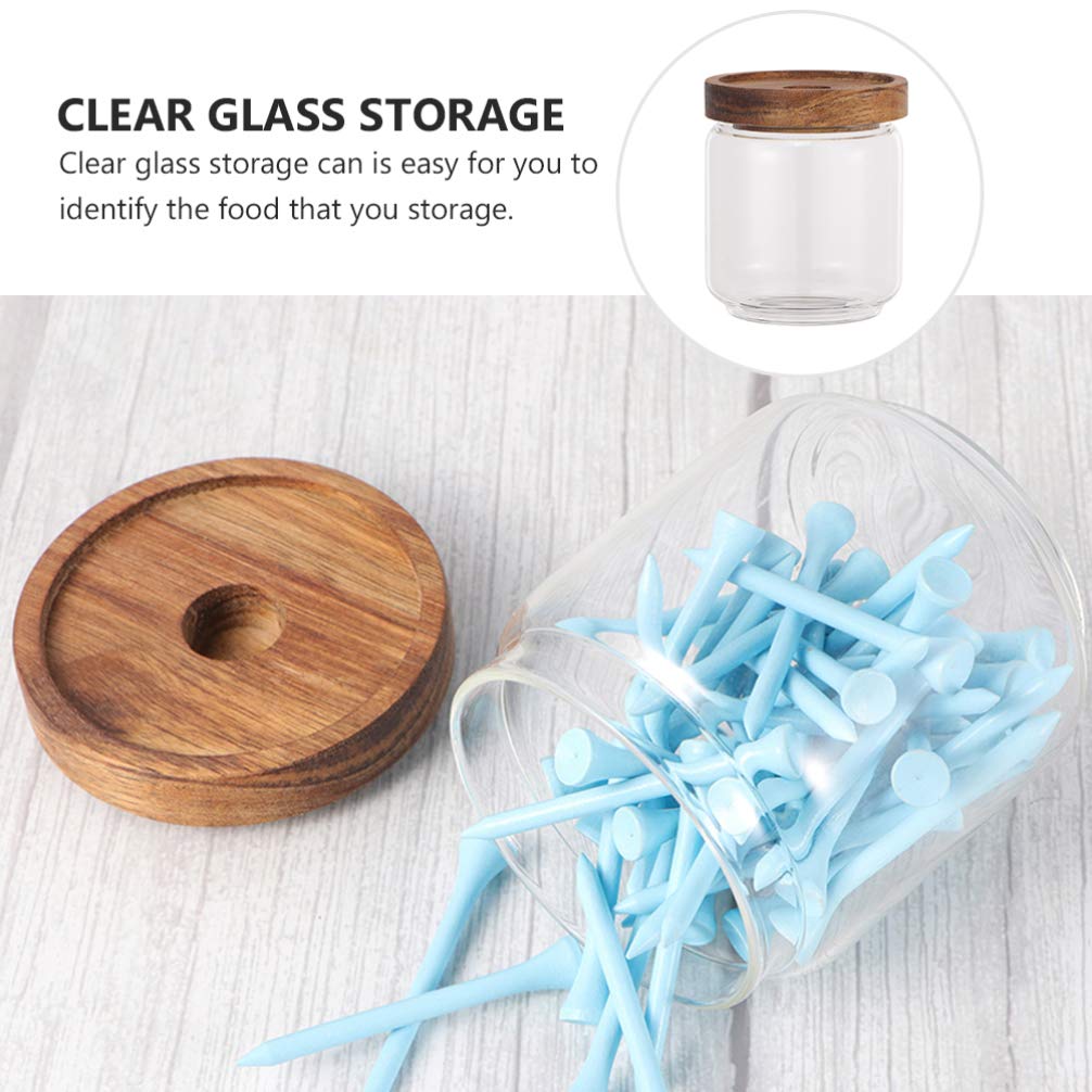 DOITOOL 3-Piece Glass Grain Storage Jars with Wooden Lids - Airtight Food Containers for Tea, Coffee, Dried Fruits, Spices & Pantry Organization | Perfect for Kitchen, Office & Home Decor