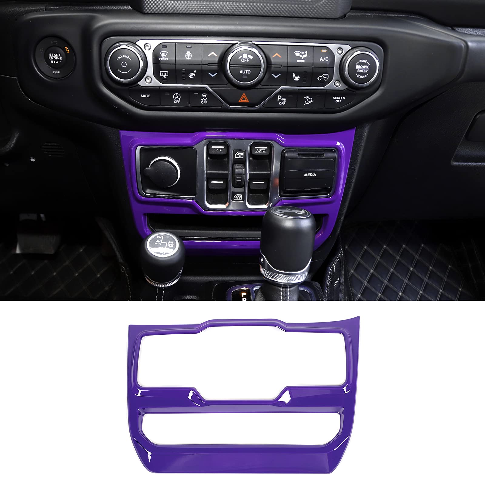 JeCar Purple Center Console Window Control Panel Trim Cover for 2018-2024 Jeep Wrangler JL JLU & Gladiator JT - Interior Accessories Upgrade for Enhanced Style & Protection (Perfect for Off-Road Adventures & Daily Driving)