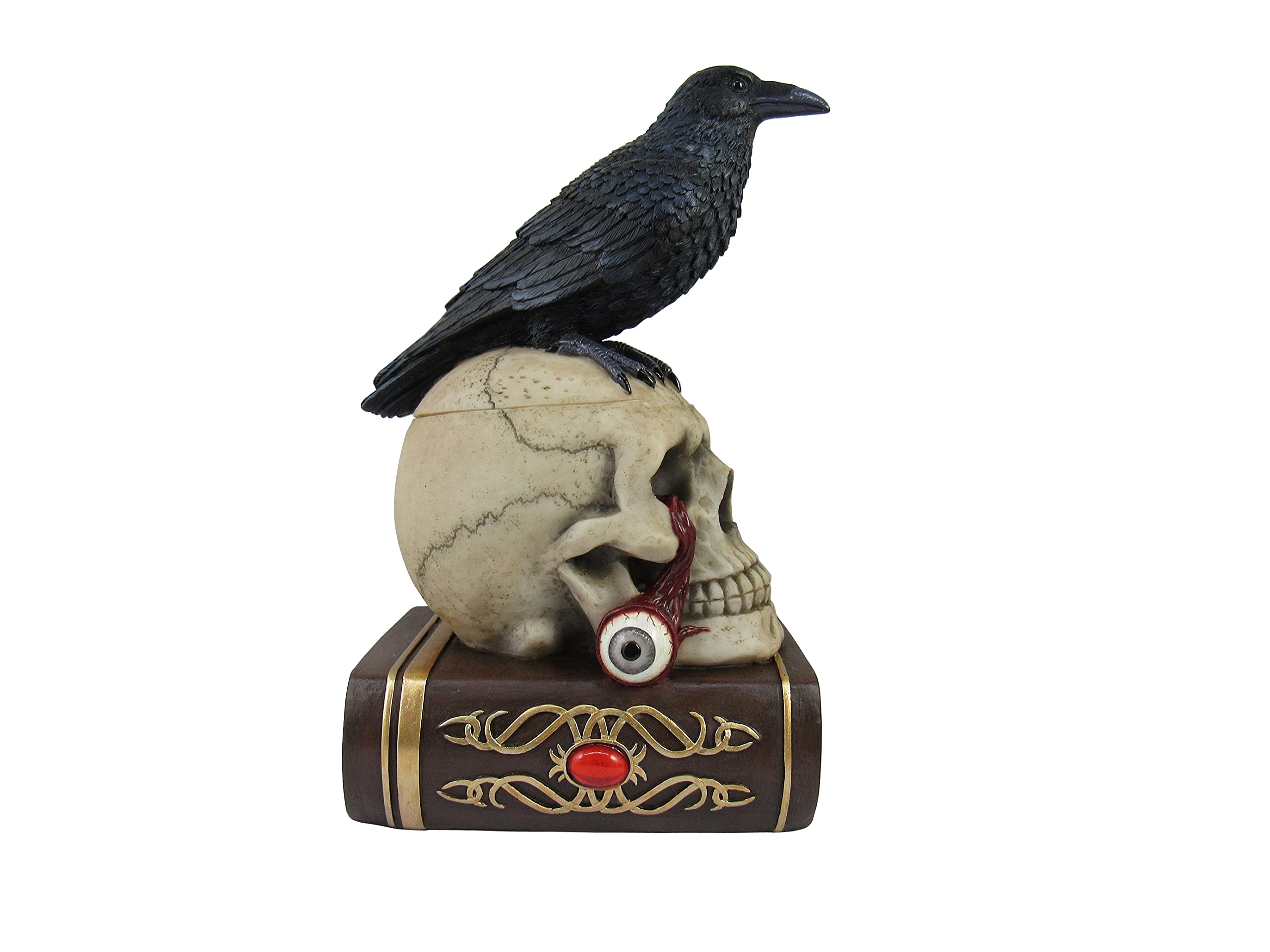 Gothic Skull & Crow Decorative Trinket Box with Lid - Victorian Halloween Jewelry Organizer | 9