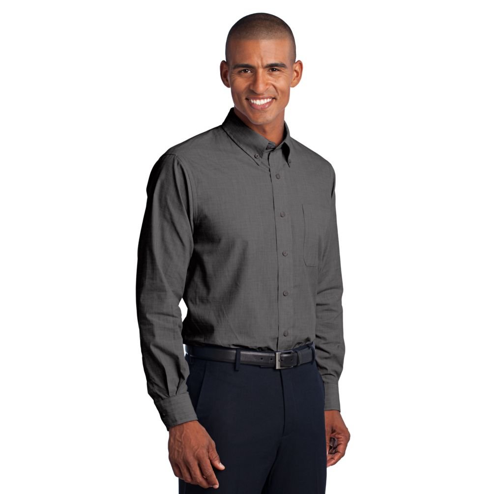 Port Authority Crosshatch Easy Care Shirt - Soft Black (S640) | Comfortable Workwear for Business Casual & Office Wear