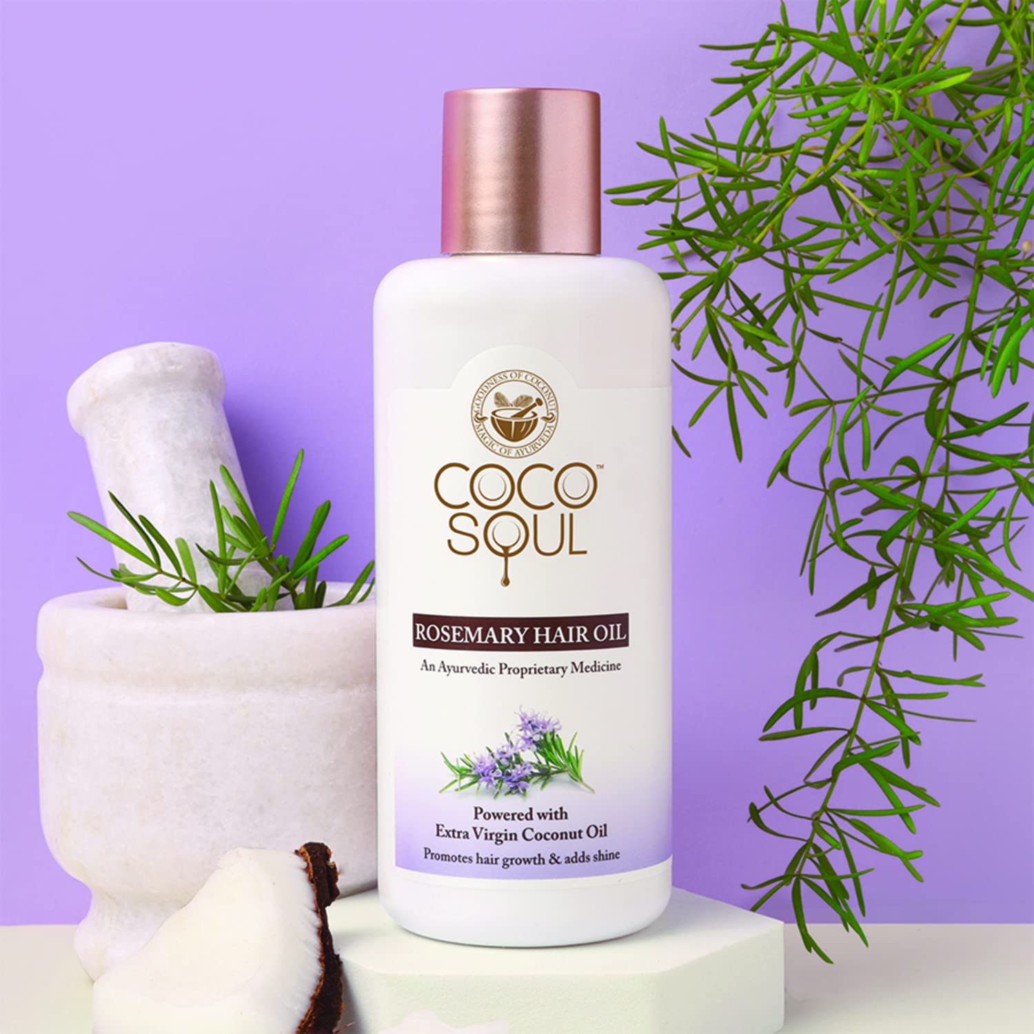 Coco Soul Rosemary Hair Oil with Extra Virgin Coconut Oil - 200ml | Natural Hair Growth Treatment for Dry, Damaged Hair | Parachute Advansed Brand | Perfect for Daily Scalp Massage & Frizz Control