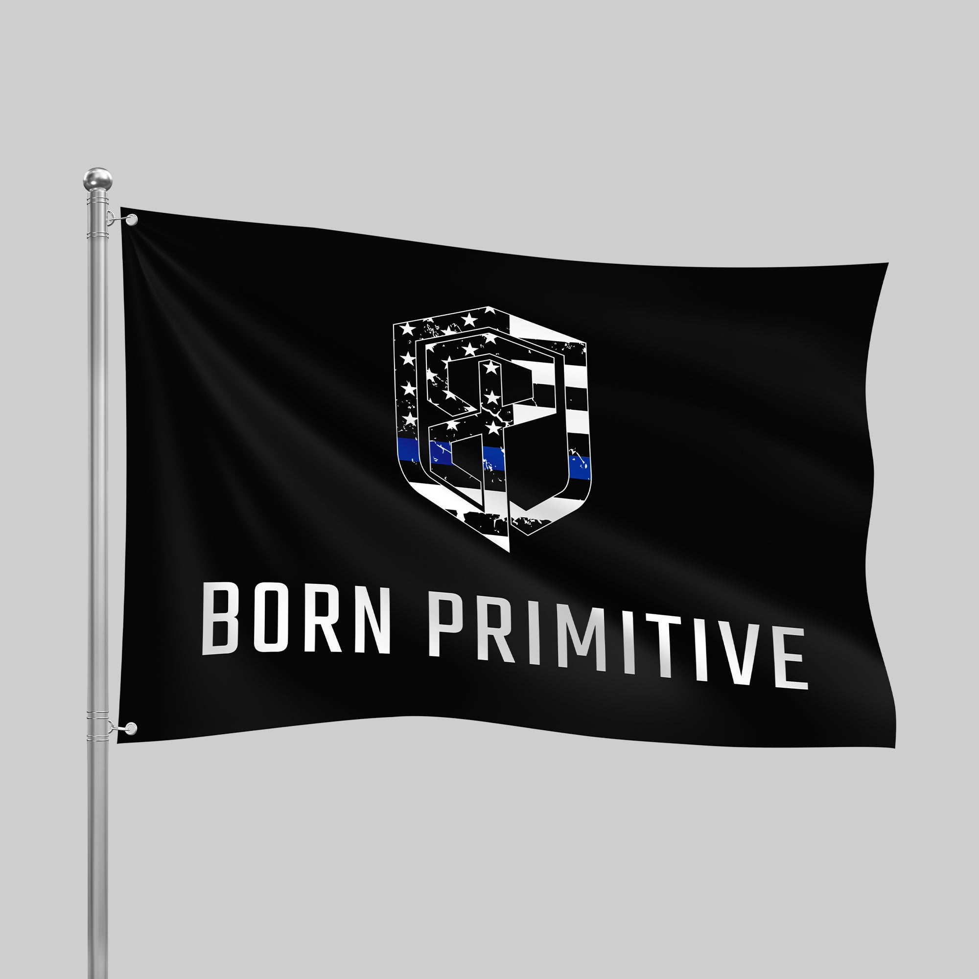 Born Primitive Thin Blue Line Gym Flag - Durable Workout & Fitness Motivation Banner for Home Gym, CrossFit & Garage