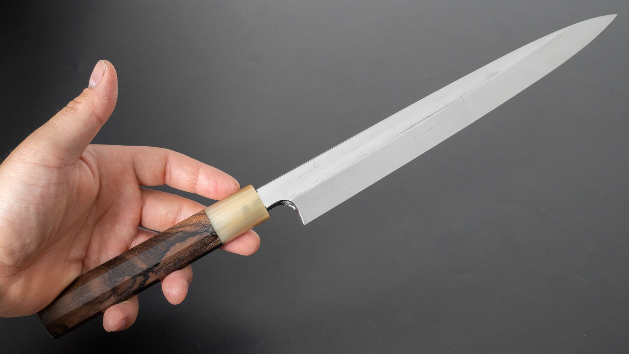 Hitohira Togashi White #1 Notaremon Mizu Honyaki Yanagiba 240mm Sushi Knife - Premium Ziricote Wood Handle with Saya - Perfect for Sushi Chefs & Japanese Cuisine Lovers