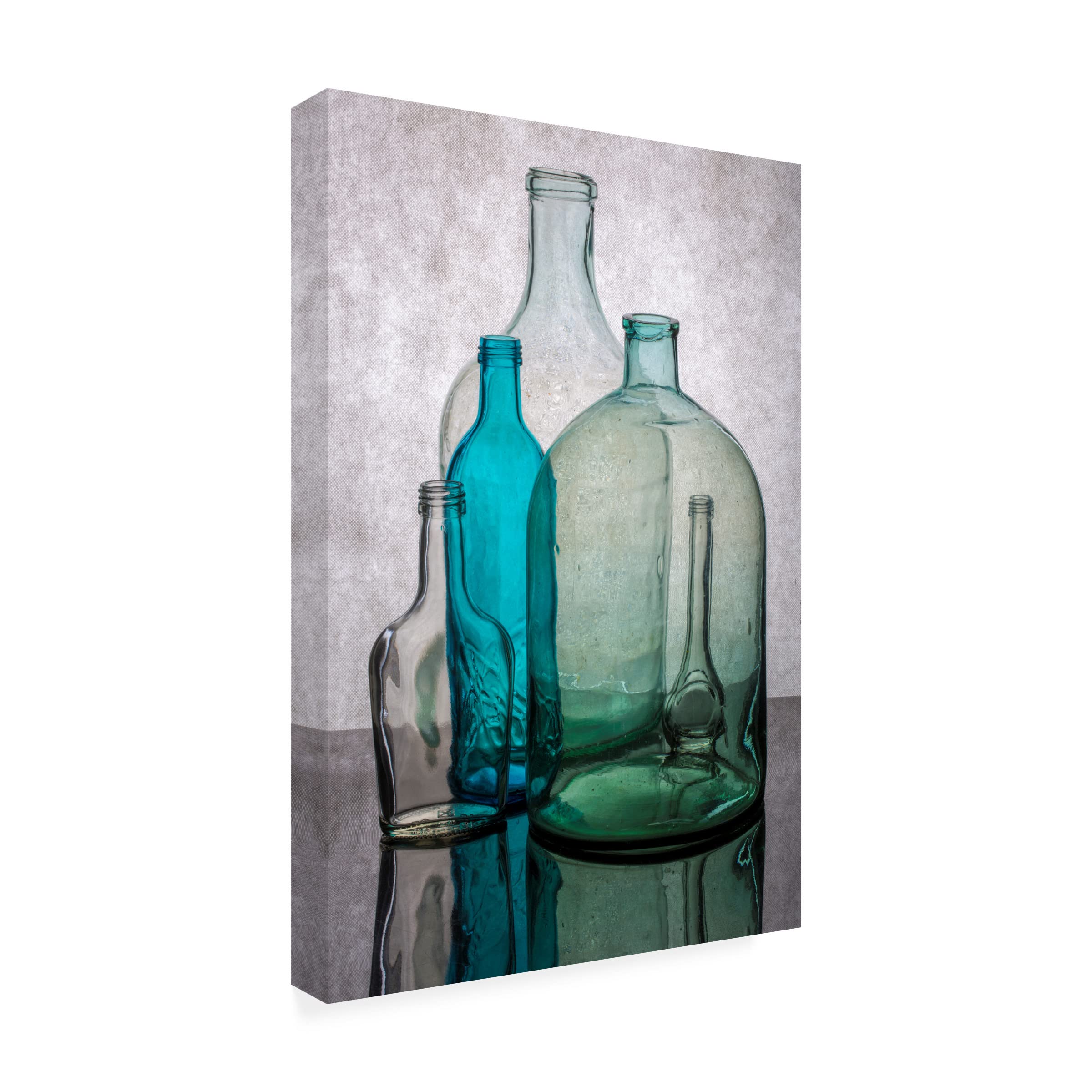 Brig Barkow 'Still Life With Different Transparent Glass Bottles' Canvas Wall Art Print - Modern Home Decor for Living Room, Bedroom & Office