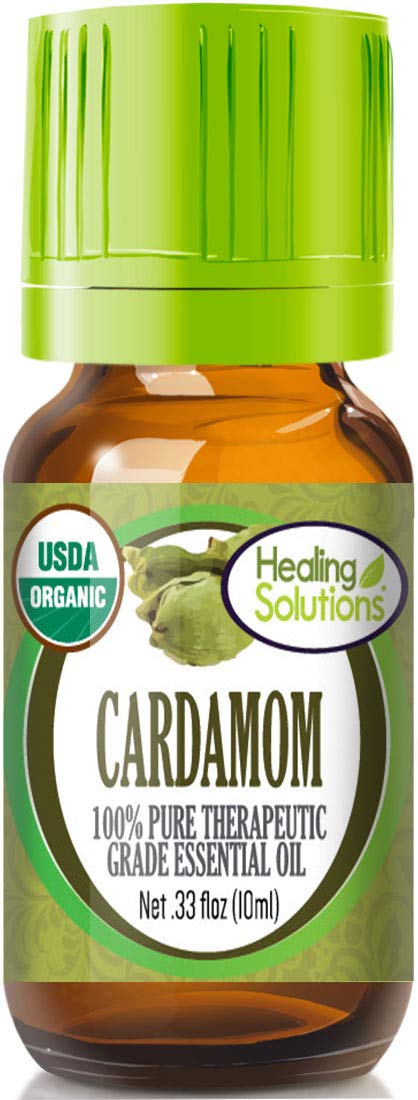 Organic Pure Undiluted Cardamom Essential Oil 10ml (0.33 oz) - 100% Natural for Aromatherapy, Hair Care & Skin Moisturizing - Perfect for Diffusers, Massage & Relaxation at Home