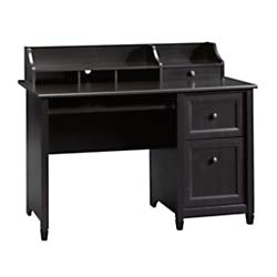 Sauder Edge Water Computer Desk in Estate Black Finish - Modern Home Office Desk for Work, Study, and Gaming