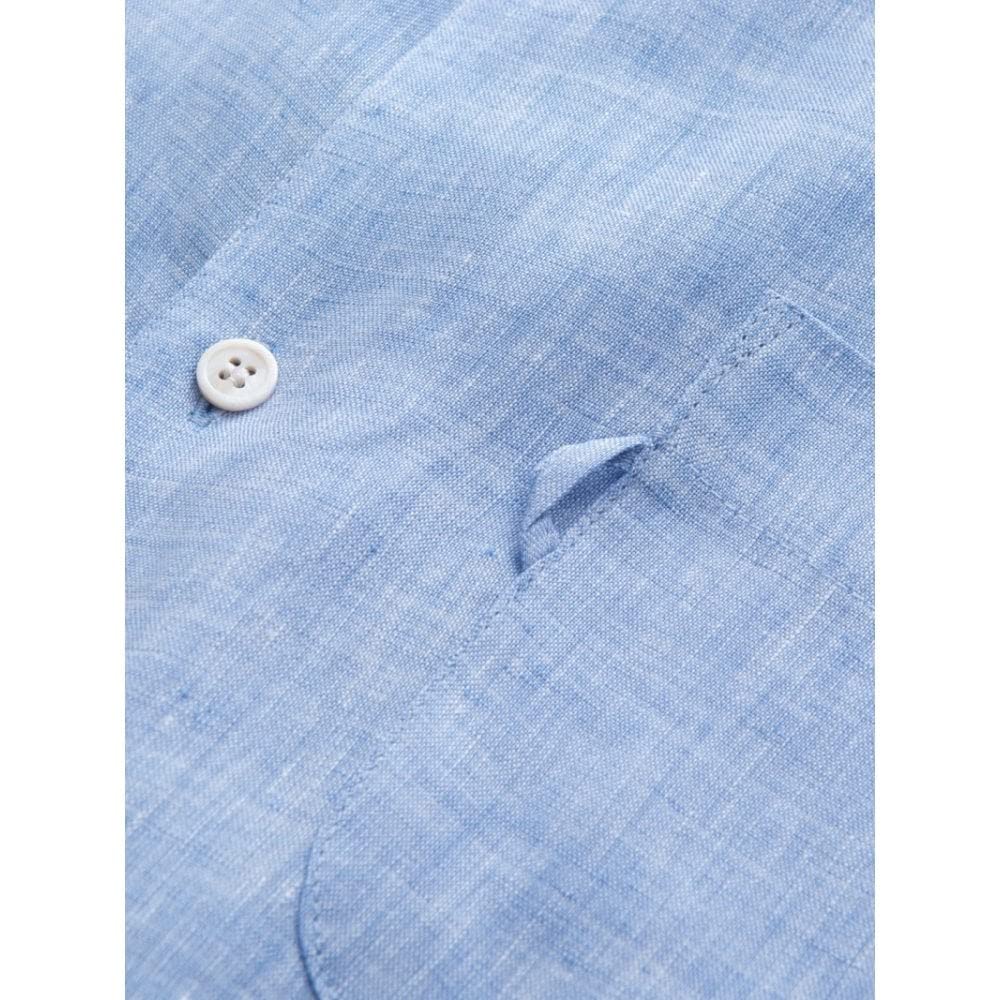 Premium Monaco Linen Shirt for Men - Breathable Blue Button Down Shirt - Casual & Business Wear for Office, Travel & Summer Outfits