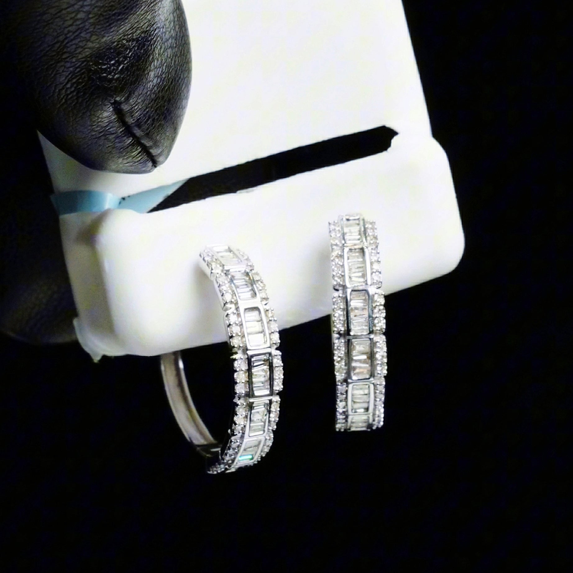 14K White Gold Baguette Diamond Hoop Earrings - 1 Inch Dainty Everyday Hoops for Women - Perfect for Work, Date Night & Special Occasions