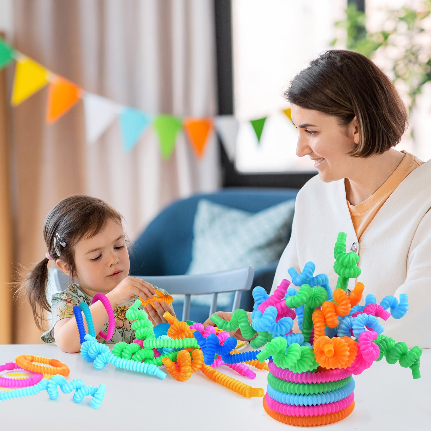 24-Pack Pop Tubes Sensory Toys for Kids - Fidget Toys, Party Favors & Fine Motor Skills Development - Perfect Preschool Gifts for Boys & Girls, Autism & Anxiety Relief - Great for Classroom, Birthday Parties & Stress Relief