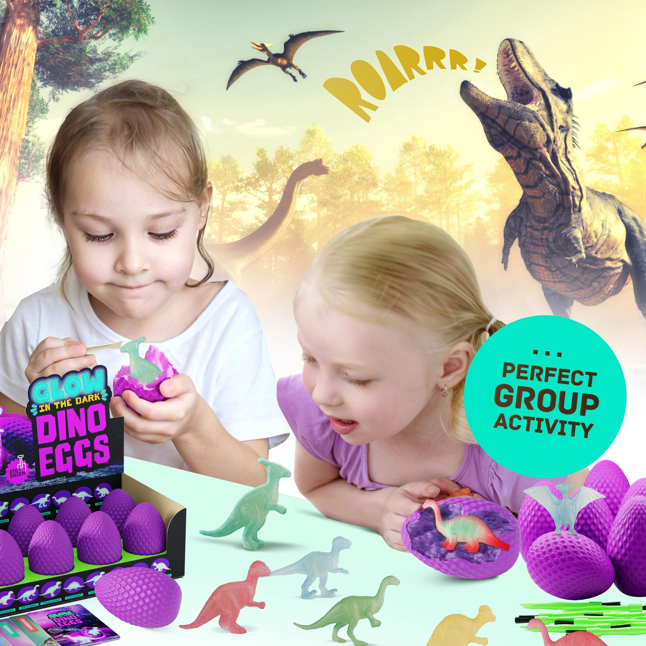 Glow in The Dark Dinosaur Easter Eggs Dig Kit for Kids - STEM Science Excavation Toy for Boys & Girls Ages 8+ - Perfect Easter Basket Stuffers, Birthday Gifts & Educational Toddler Toys - Fun Dino Egg Digging Adventure for Home, Classroom & Outdoor Play