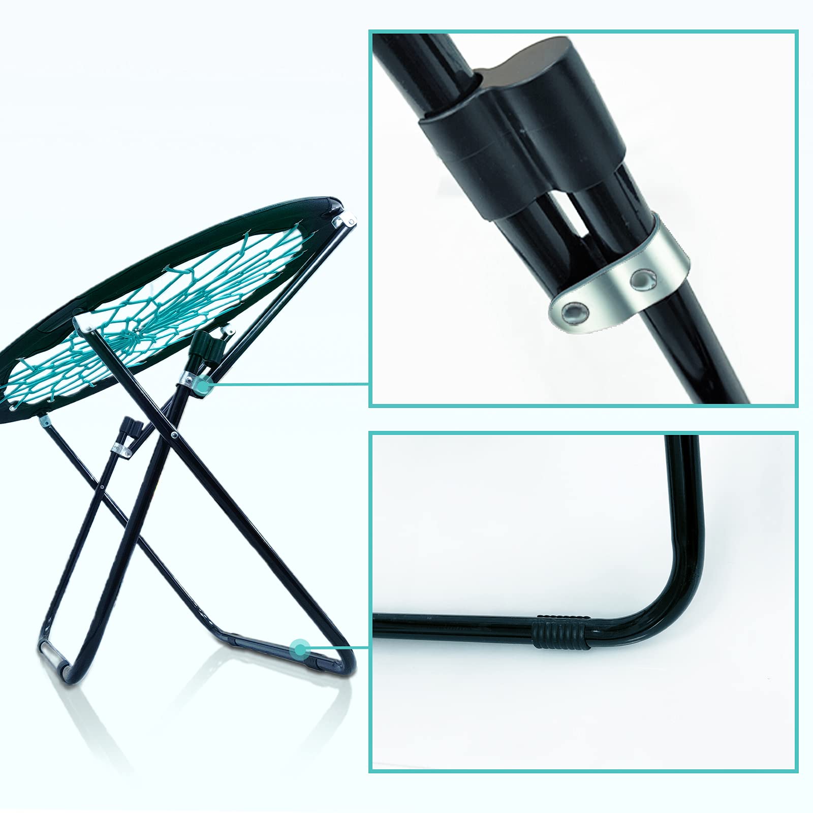 **Bungee Folding Dish Chair - Portable & Versatile Camping, Garden, and Indoor Lounge Chair - Comfortable Circle Web Design for Relaxation - Perfect for Backyard, Beach, and Dorm Room (Black)**