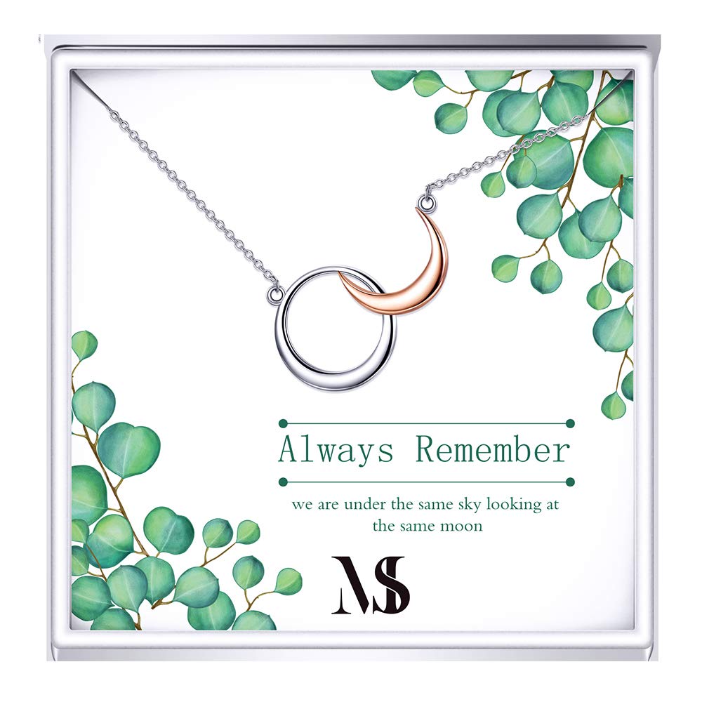 SOULMEET Sterling Silver Moon Necklace for Women - Elegant Birthday, Mother's Day & Christmas Jewelry Gift - Perfect for Long Distance Relationships & Friendship - Ideal for Romantic Dates, Special Occasions & Everyday Wear