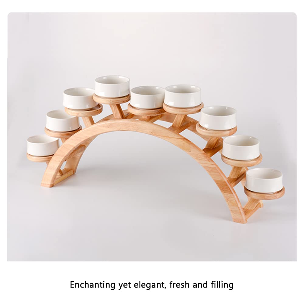 Japanese Style Stepped Sushi Plate - Wooden Arch Bridge Sushi Serving Tray for Small Portions, Appetizers & Snacks | Perfect for Home Dining, Party Food Display & Japanese Restaurant Serving