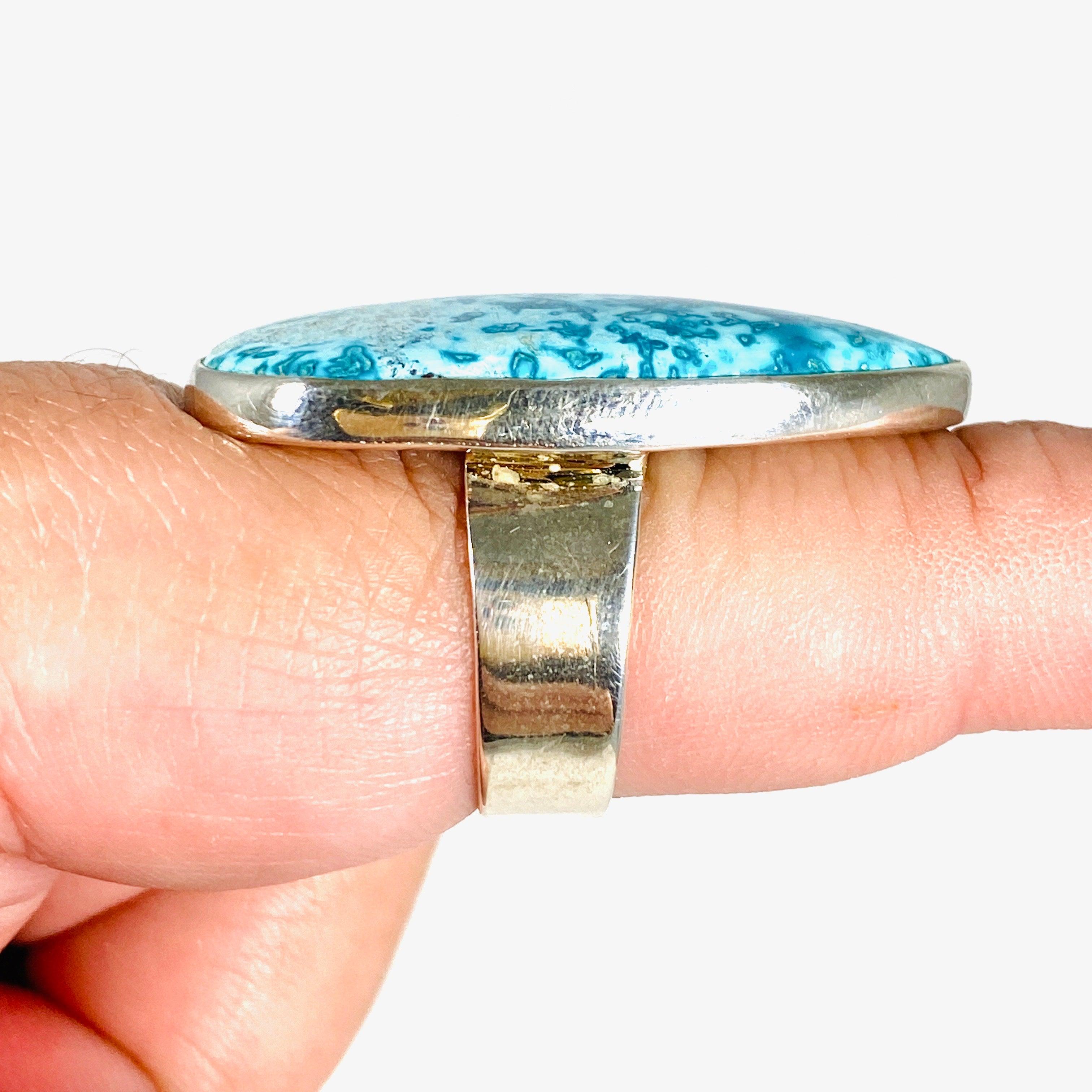 Shattuckite Teardrop Ring - Size 9 Blue Gemstone Jewelry KRGJ2512 for Women's Fashion & Boho Style