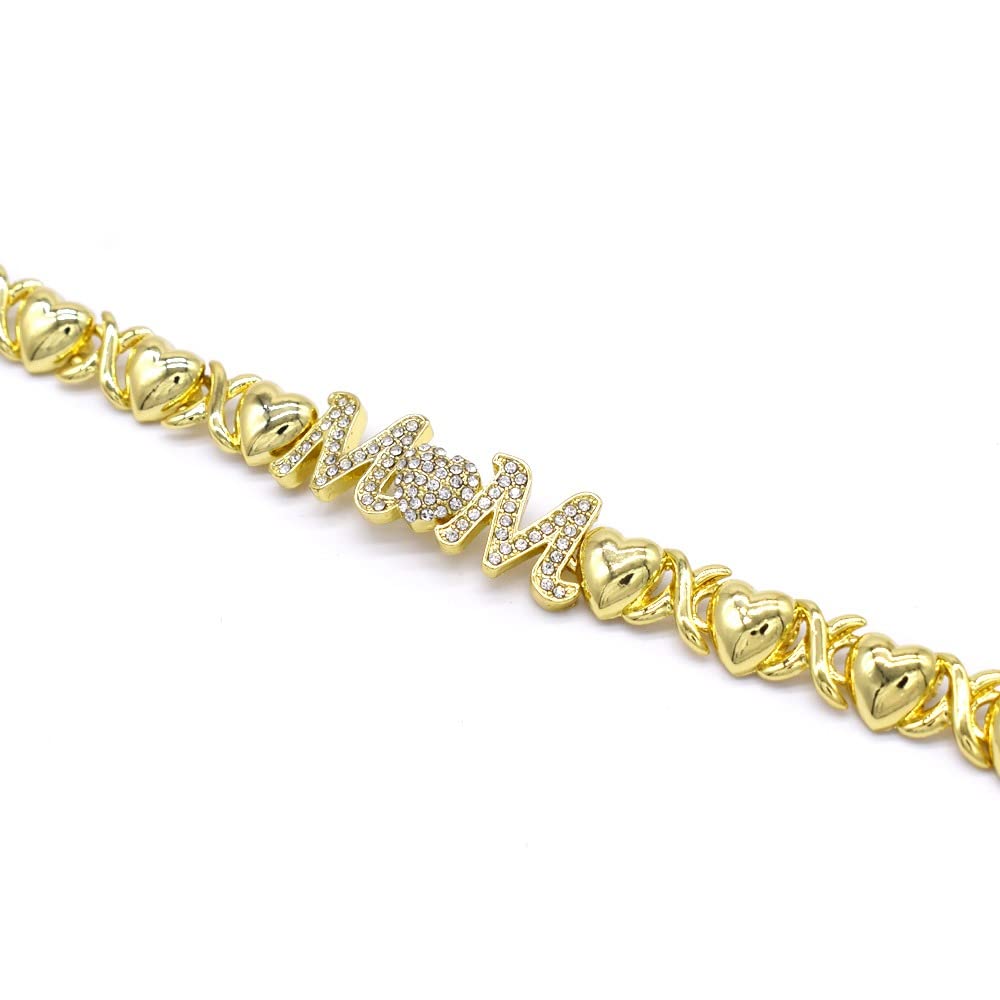 Women's XOXO Hugs & Kisses Charm Bracelet - 18kt Solid Gold Plated Shiny Mom Jewelry Gift for Mother's Day, Birthday & Anniversary - Perfect for Everyday Wear & Special Occasions