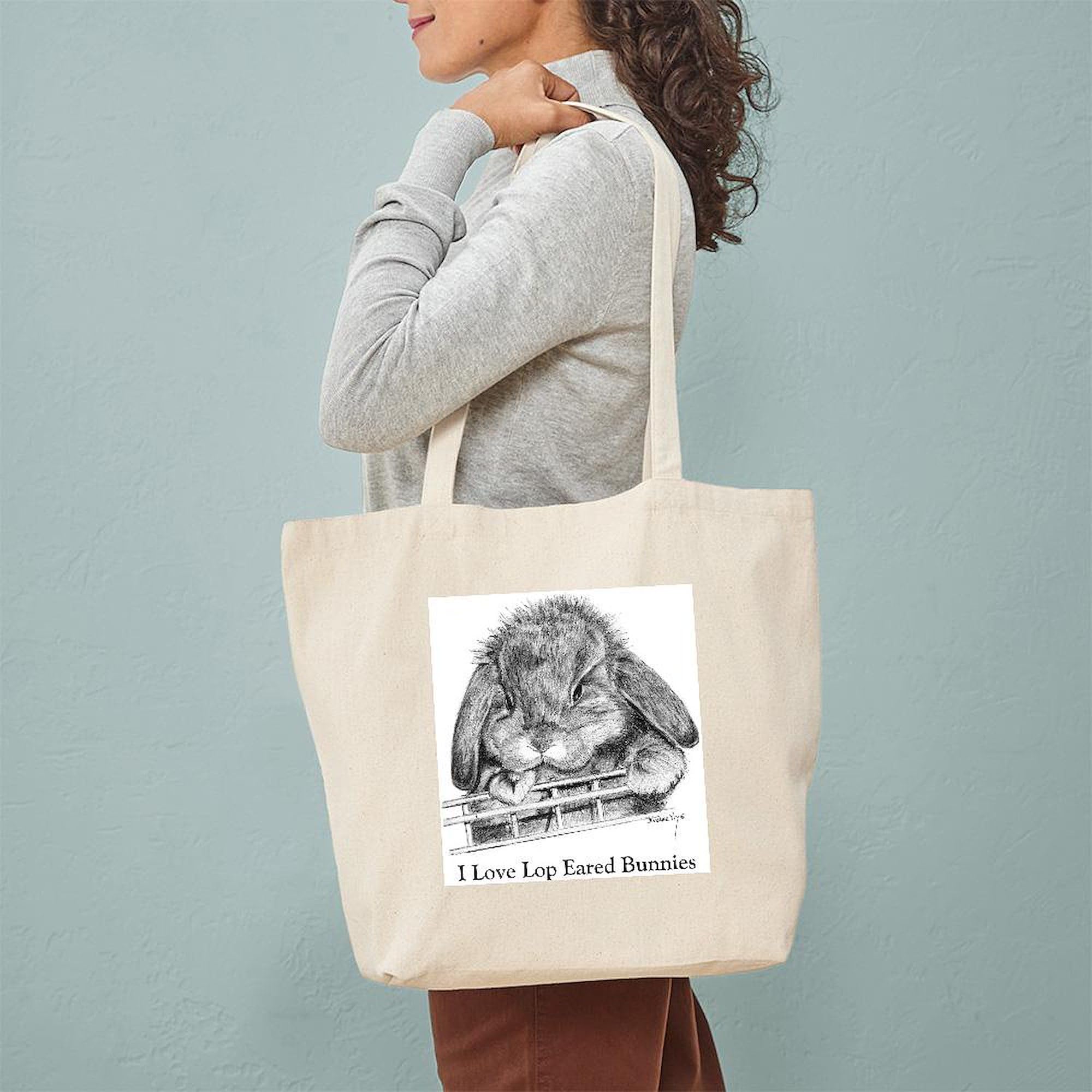 Lop Eared Bunny Canvas Tote Bag - Eco-Friendly Reusable Shopping Bag for Groceries, Beach & Daily Use | Cute Rabbit Design Natural Cotton Tote