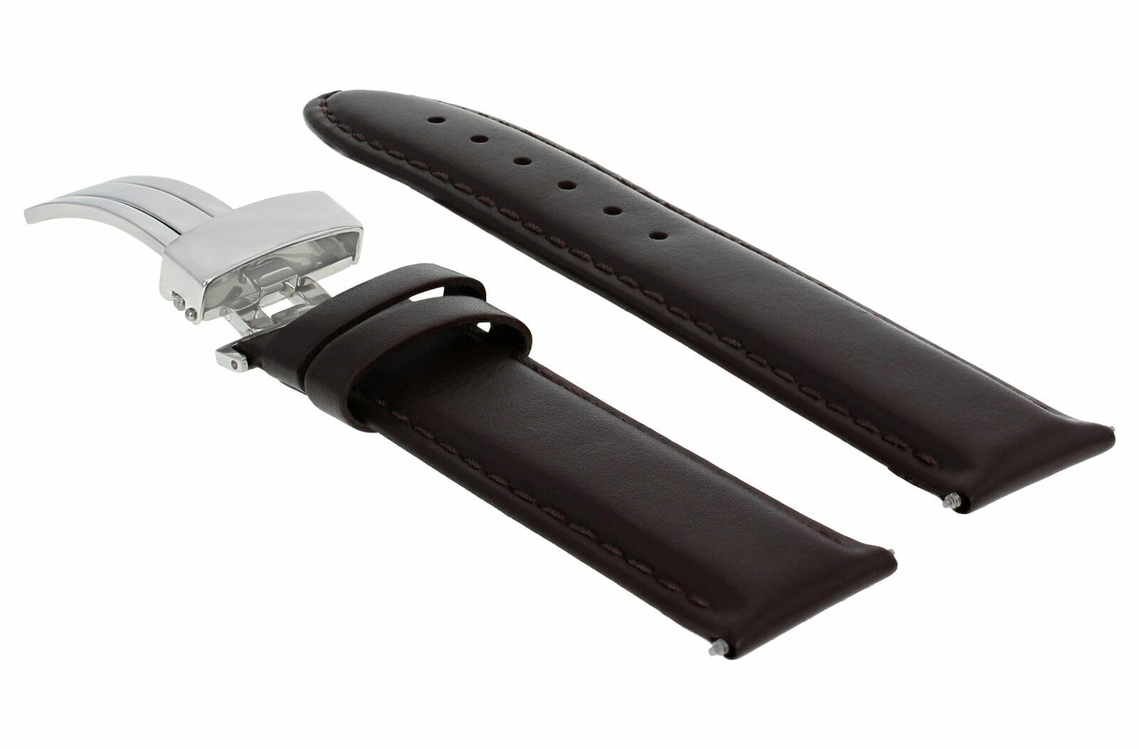 18mm Smooth Genuine Leather Watch Band Strap - Compatible with Montblanc Deployment Buckle - Dark Brown Replacement Strap for Luxury Watches - Perfect for Business, Formal & Everyday Wear