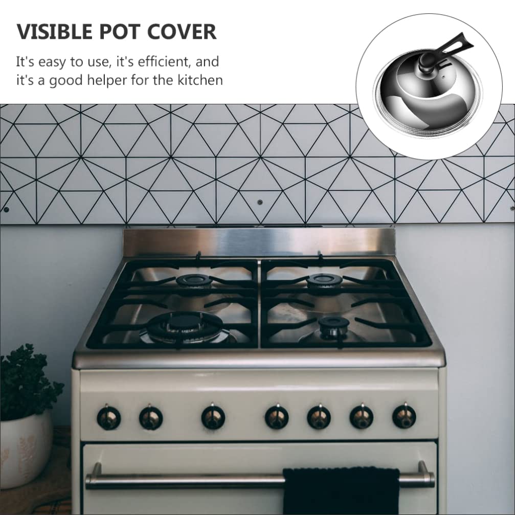 1PC Stainless Steel Pot Cover with Glass Lid - Transparent Cooking Cover for Pans, Woks & Kitchen Utensils - Durable Kitchen Gadget for Sauteing, Frying & Food Storage