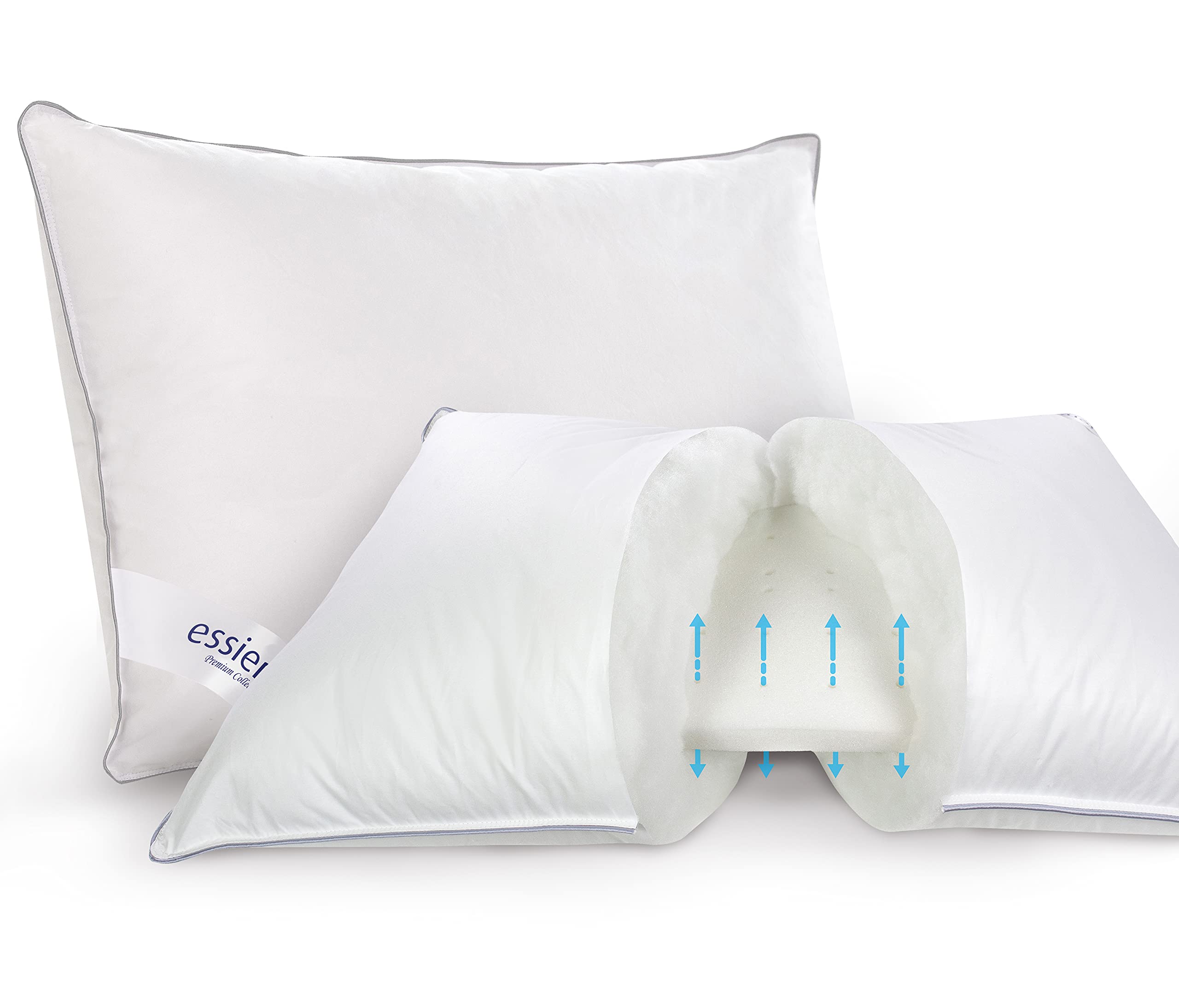 **Memory Foam & Gel Fiber Pillows for Sleeping - Queen Size Set of 2 - Side, Back & Stomach Sleeper Support - Hypoallergenic & Breathable - Perfect for Bedroom, Travel & Guest Rooms**