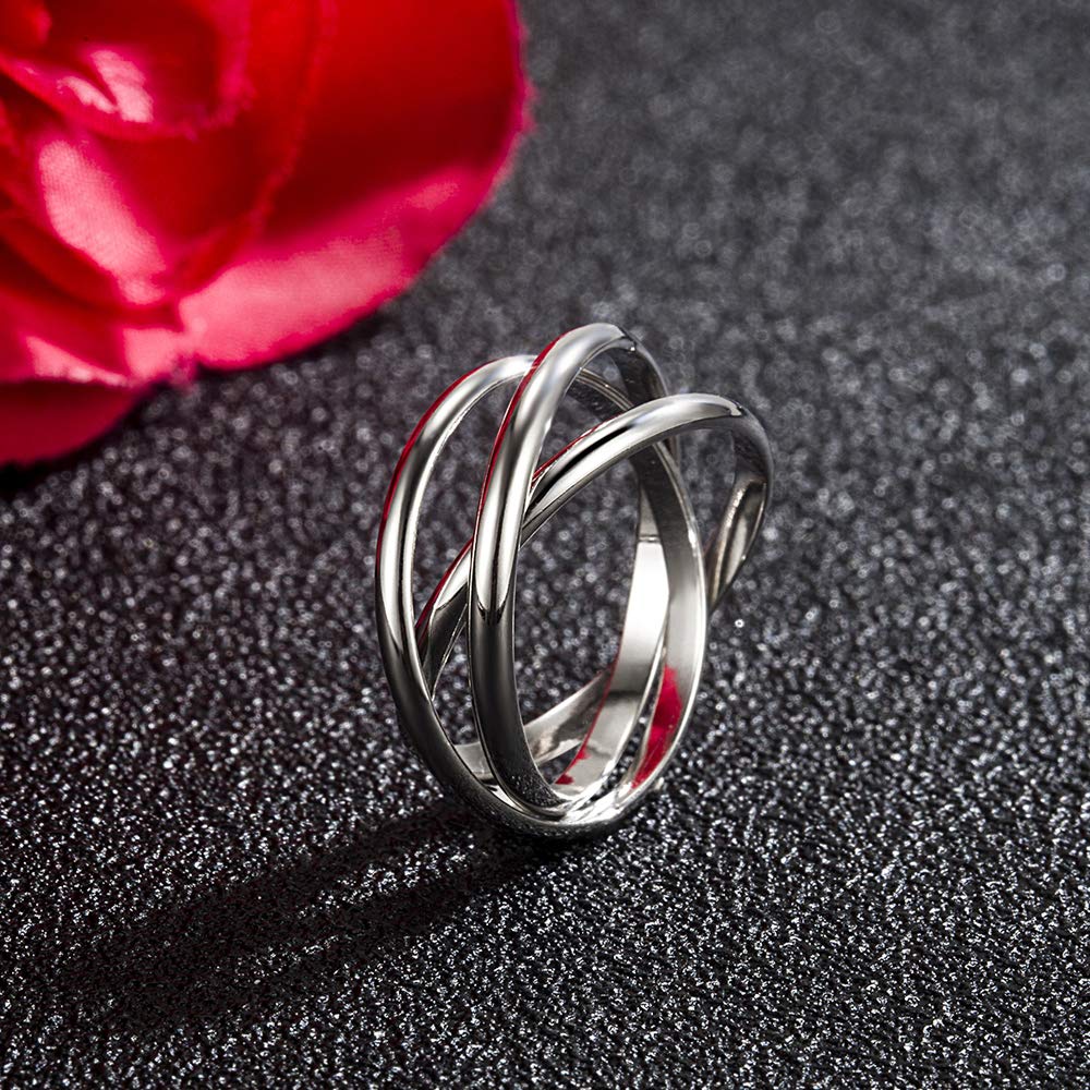 Minimalist 925 Sterling Silver Triple Stack Ring for Women - Elegant Glamour Jewelry Size 5-11 - Perfect for Cocktail Parties, Date Nights & Everyday Wear - Unisex Fashion Accessory