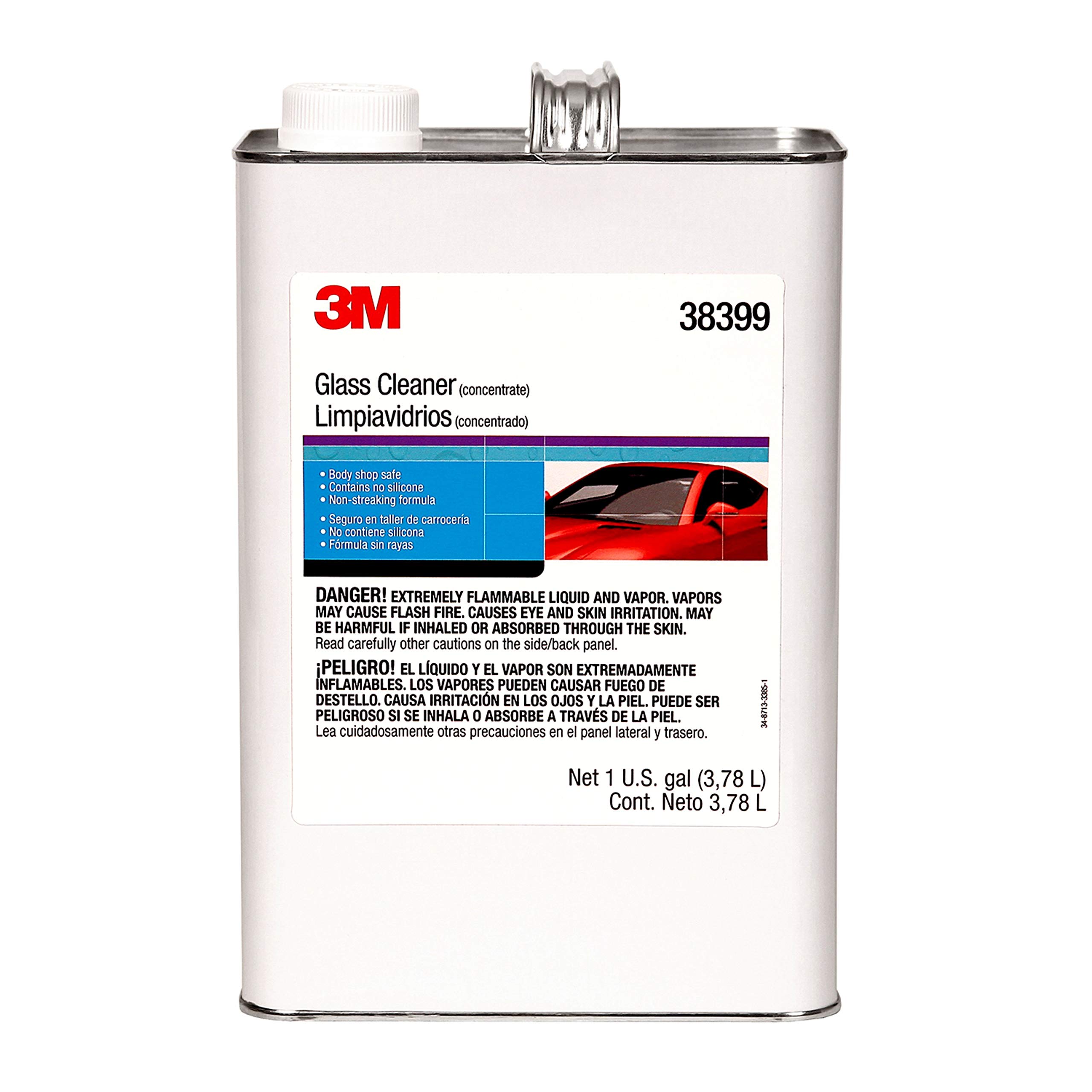 3M 38399 Body Shop Clean-Up Glass Cleaner - 1 Gallon for Auto Glass, Windows & Mirrors - Streak-Free Cleaning Solution for Car Detailing & Home Use