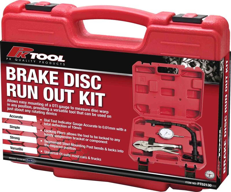 3-Piece Brake Disc Run Out Kit with Dial Gauge & Mounting Arm - Perfect for Automotive Repair & Wheel Alignment