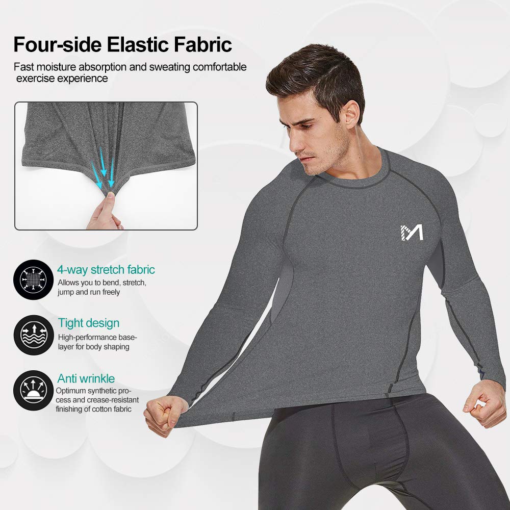 Men's Compression Long Sleeve Workout Shirt - Moisture Wicking Athletic Top for Running, Gym & Training - Performance Baselayer for Cold Weather & Active Sports