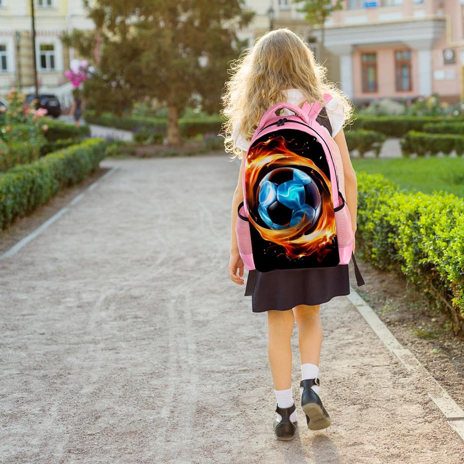 Best Travel Backpack for Men & Women - Durable Flaming Football Design Backpack for Hiking, Gym, School & Daily Commute