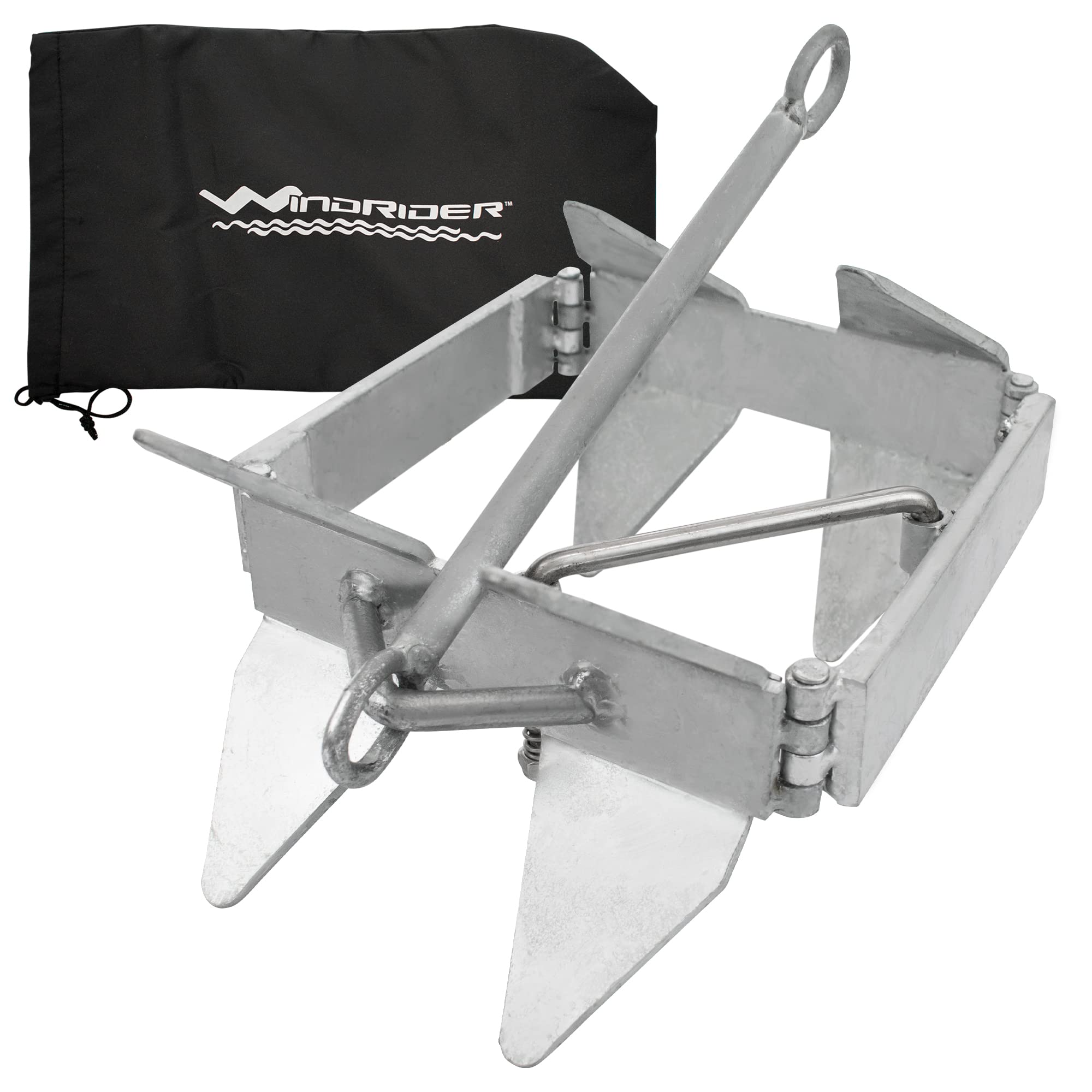 WindRider Heavy Duty Box Anchor for Boats - Foldable Galvanized Steel Anchor for Boats Up to 40ft - Perfect for Fishing, Pontoon Boats & Water Sports Storage
