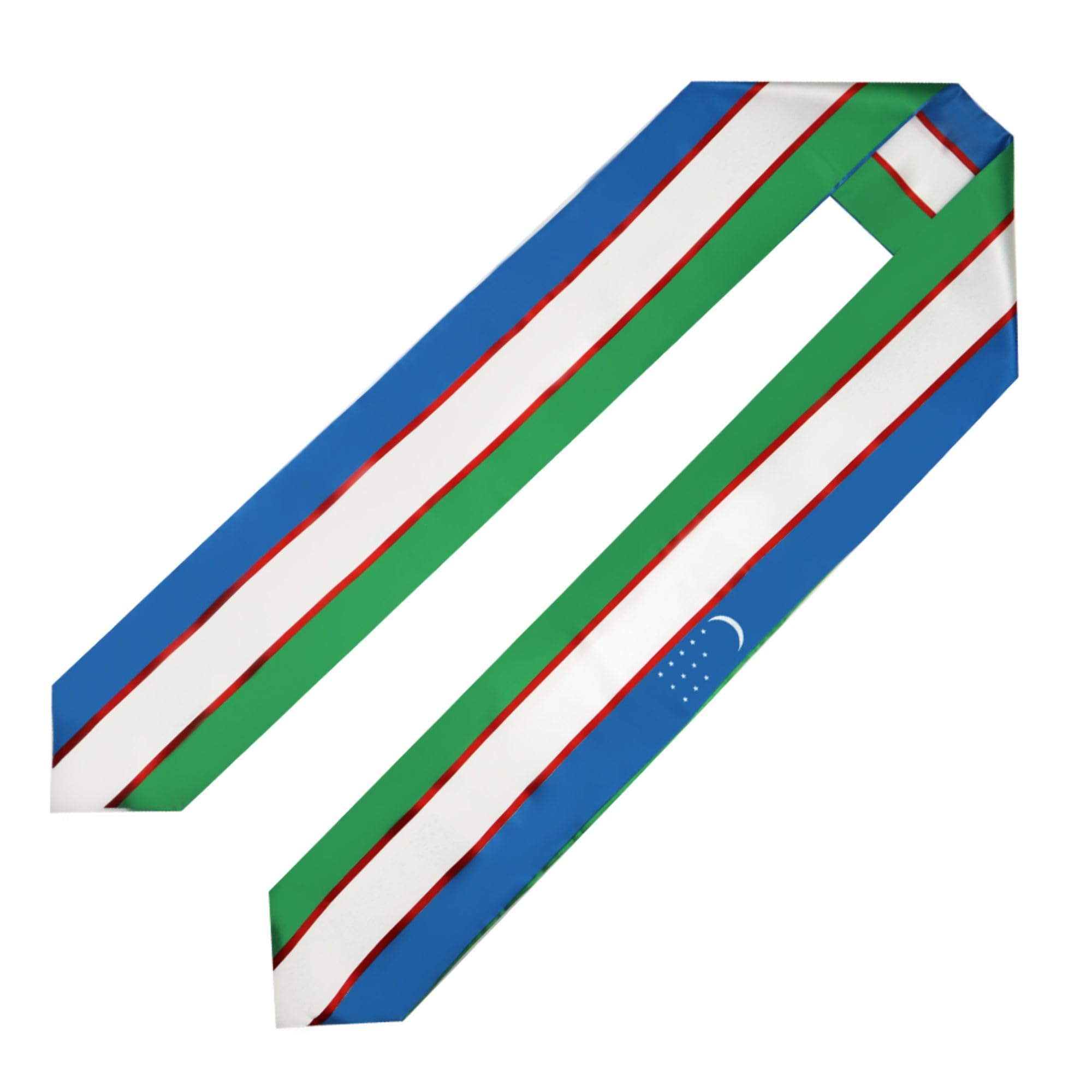 Uzbekistan Flag Graduation Stole - 180x13cm Double Sided Scarf for International Students - Perfect for Study Abroad Graduation Ceremonies, Cultural Events & Gift Giving