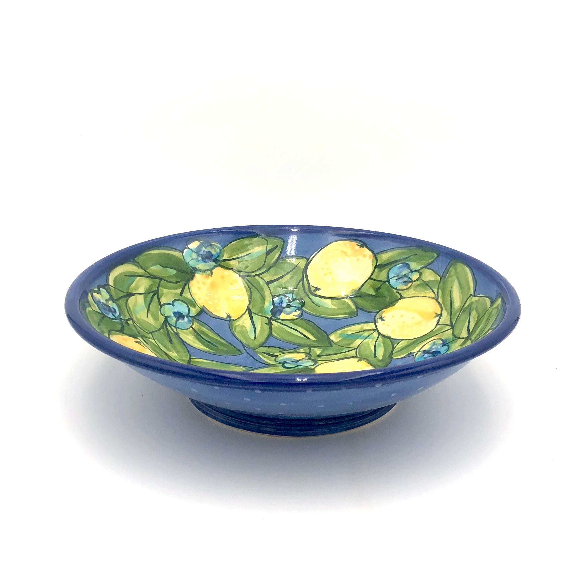Susan & Peter Stark Blue Shallow Ceramic Bowl - Elegant Serving Dish for Salads, Desserts & Home Decor