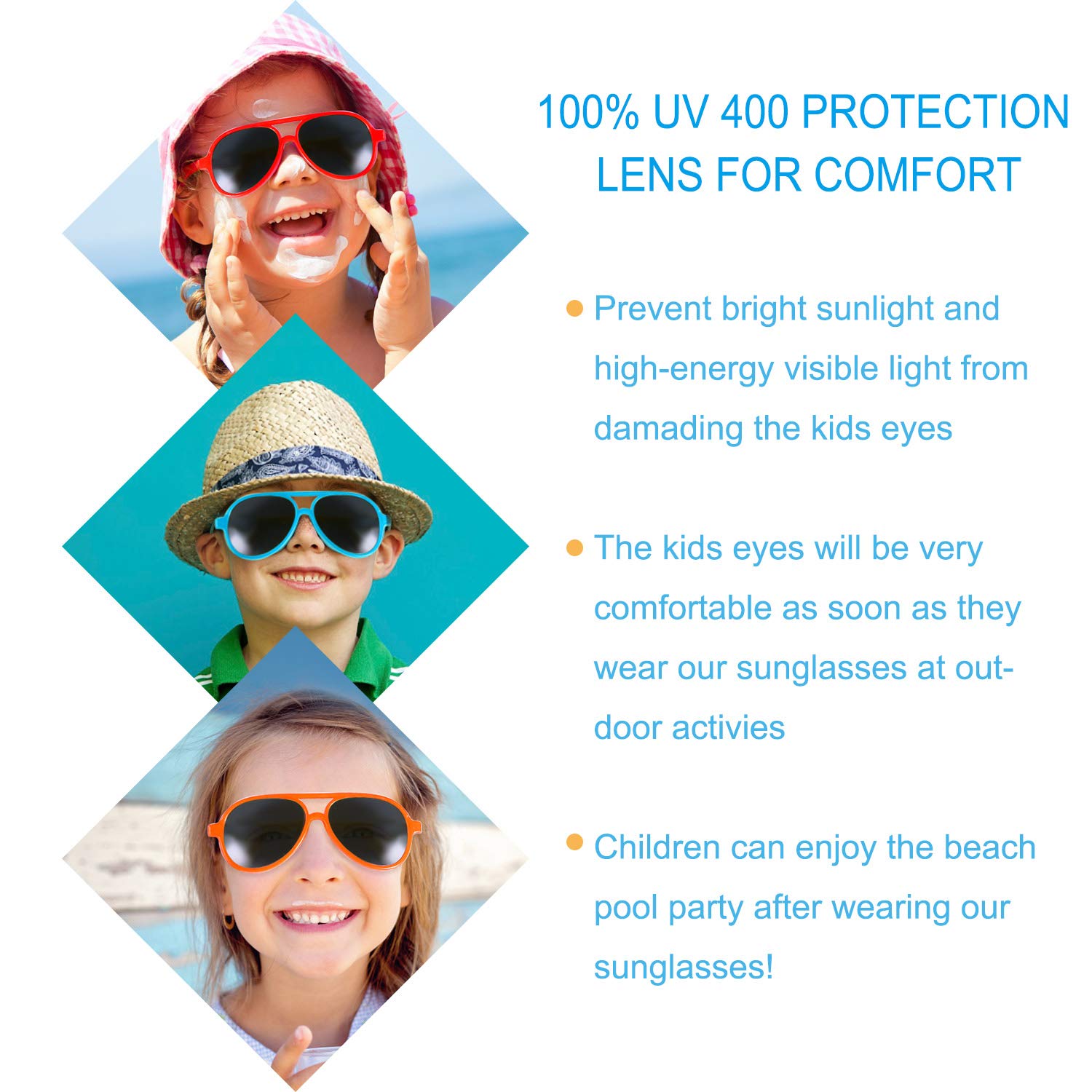 GINMIC Kids Sunglasses 12-Pack - Neon Boys & Girls Sunglasses for Birthday Parties, Beach, Pool - Fun Party Favors & Gift Ideas for Summer Outdoor Activities