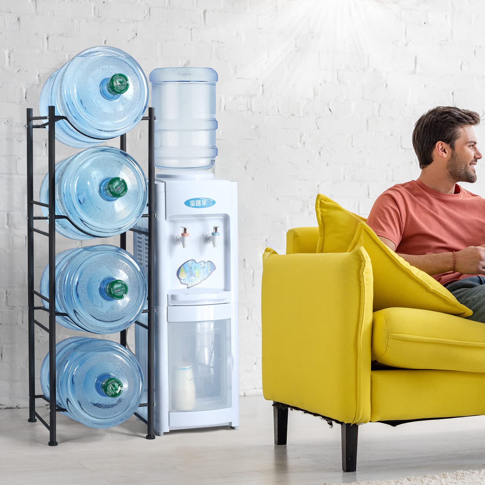5 Gallon Water Cooler Jug Rack - 4 Tier Detachable Water Bottle Storage Organizer | Heavy Duty Home & Office Water Bottle Holder | Perfect for Kitchen Pantry, Garage, or Workplace Hydration Station