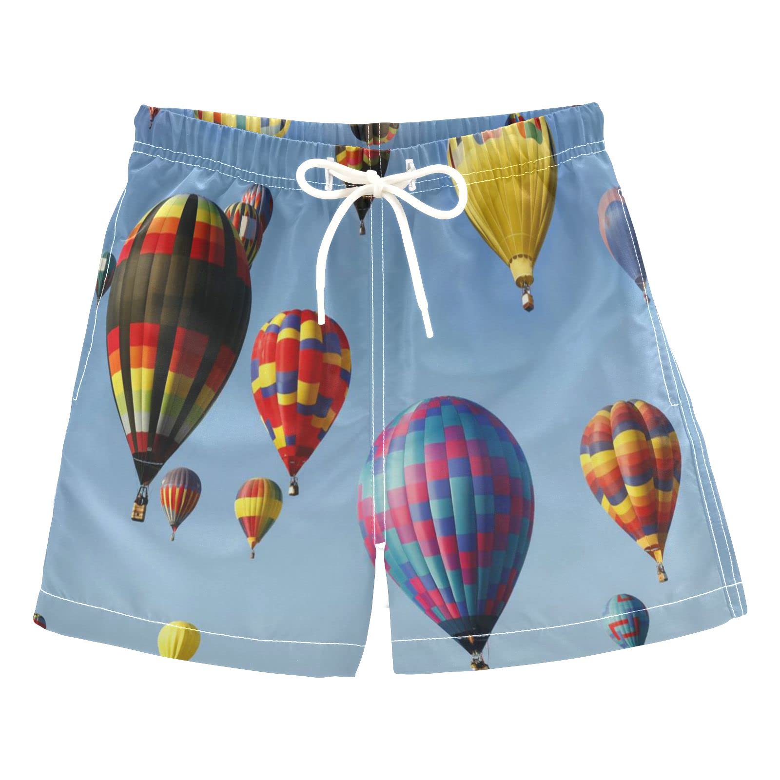 **Boys' Colorful Hot Air Balloon Swim Trunks - Quick-Dry Board Shorts for Beach, Surf & Pool - Hawaii Vacation Swimwear Essentials**    *(Perfect for beach trips, pool parties, surfing, and summer vacations in Hawaii!)*