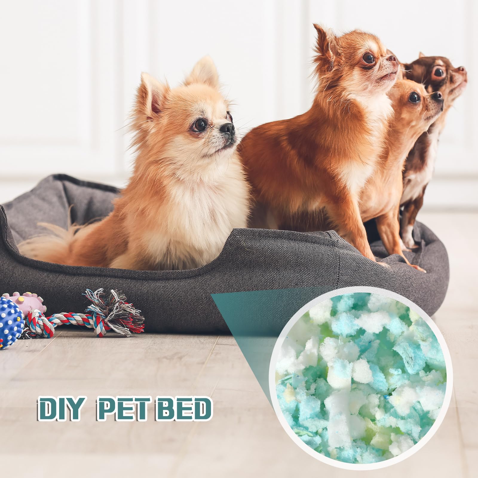 Frienda 6 Pack 30 Lbs Shredded Memory Foam Bean Bag Filler - Soft Bulk Stuffing for Bean Bag Chairs, Stuffed Animals, Pillows, Cushions & Dog Beds - 5 Lbs Per Pack - Perfect for Home, Office & Kids Playroom Comfort