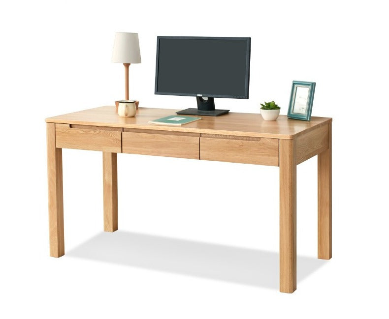 Premium Solid Wood Office Desk - Oak & Beech - Modern Home Office Furniture for Remote Work & Study