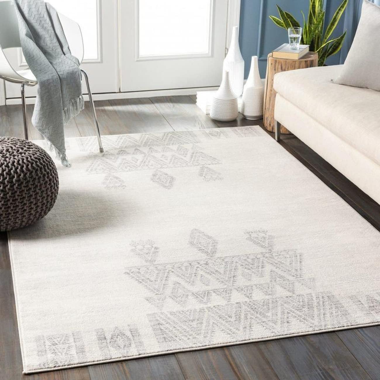 Mark&Day 9x13 Urmond Global Cream Area Rug - Soft Modern White Blue Black Carpet for Living Room, Bedroom, Kitchen - Non-Slip Floor Mat for Home Decor & High Traffic Areas (9' x 12'3
