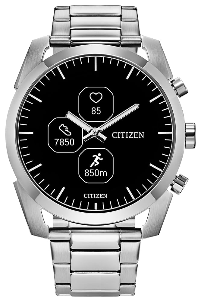 **Citizen CZ Smartwatch with YouQ Wellness App – IBM Watson AI & NASA Research, Black/White Customizable Display, Bluetooth, Heart Rate & Activity Tracker, 18-Day Battery, iPhone & Android Compatible – Perfect for Fitness, Work & Daily Wear**