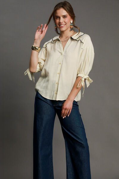 Stylish Full Size Embroidered Button Down Resort Blouse for Women - Perfect for Beach Vacations, Summer Outings & Casual Office Wear