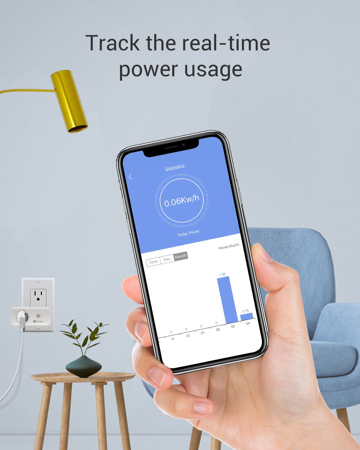 EZVIZ Smart Plug WiFi Outlet - Works with Alexa, Google Home & Echo - Remote Control Smart Home Device (White, 1 Pack) | Perfect for Lamps, Fans & Small Appliances