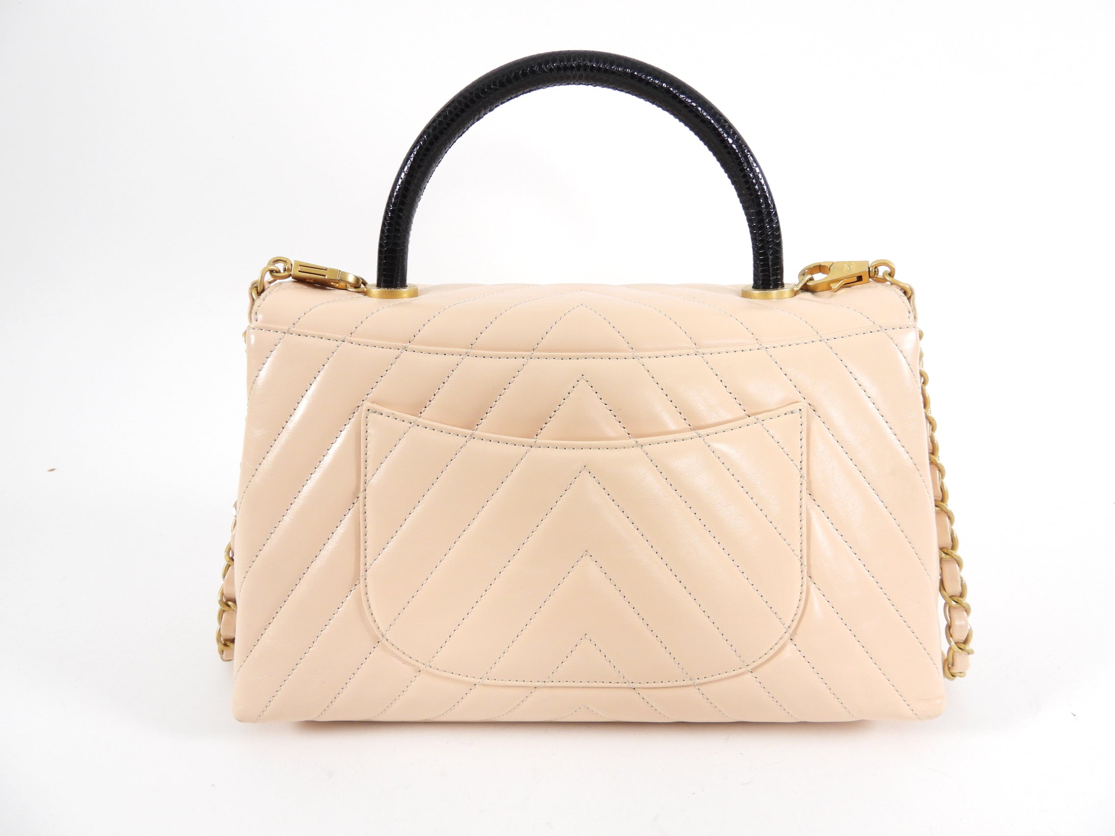 Chanel Light Nude Chevron Lizard Skin Coco Top Handle Bag - Luxury Designer Handbag for Women, Perfect for Parties, Weddings & Special Occasions