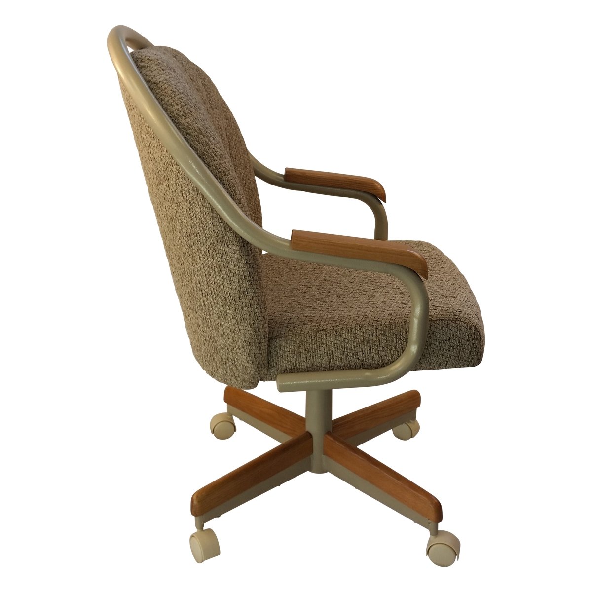 Britney Swivel Tilt Caster Dining Arm Chair - Wheat Tweed Fabric - Adjustable Office & Home Chair - Ergonomic Design for Dining Room, Study, or Conference Room (1 Chair)