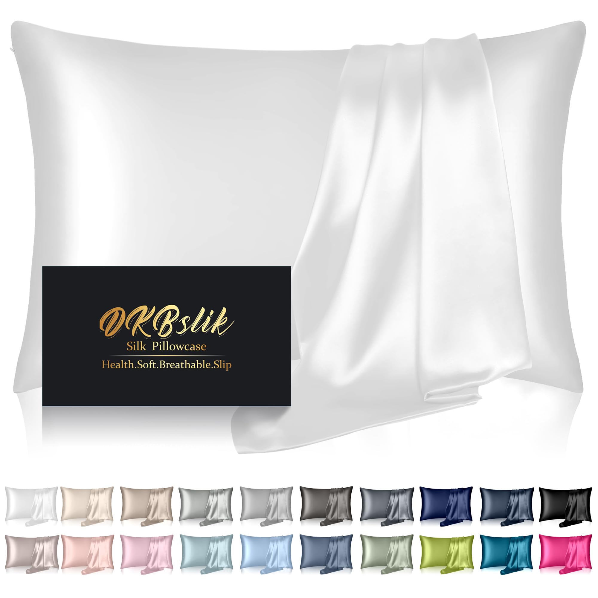 Premium Mulberry Silk Pillowcase Queen Size - 100% Natural Silk for Hair & Skin Care, Anti-Acne & Cooling Pillow Cover with Hidden Zipper (White) - Perfect for Beauty Sleep, Wrinkle Prevention & Sensitive Skin - Ideal Gift for Women & Men - Home, Travel & Spa Luxury Bedding Essential